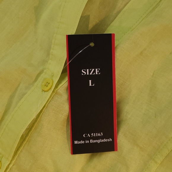 NWT ONIX neon fluorescent yellow button up top large - Picture 4 of 7